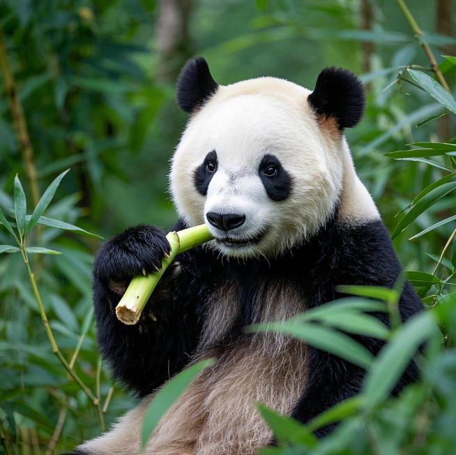 Giant panda eating bamboo shoots in Chengdu