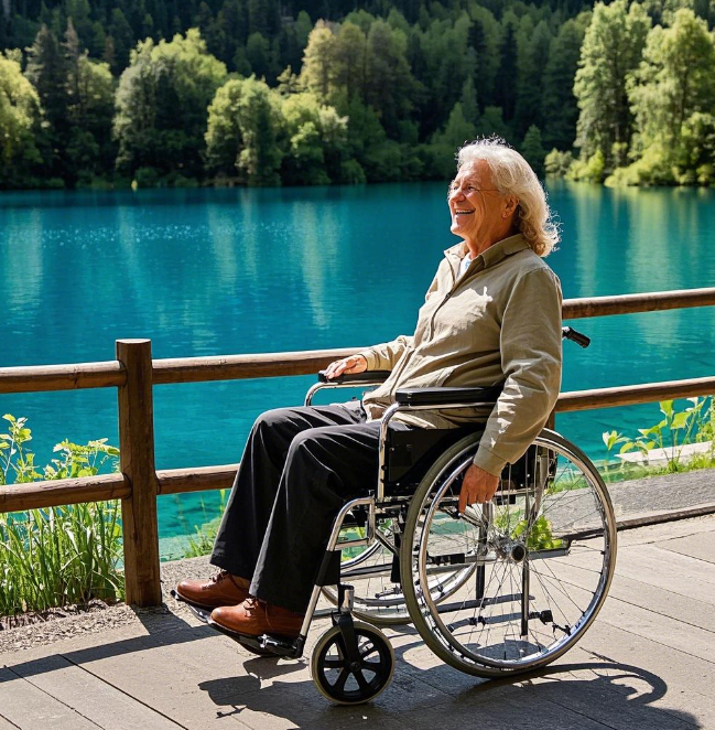 Americans in wheelchairs happy to visit Jiuzhaigou