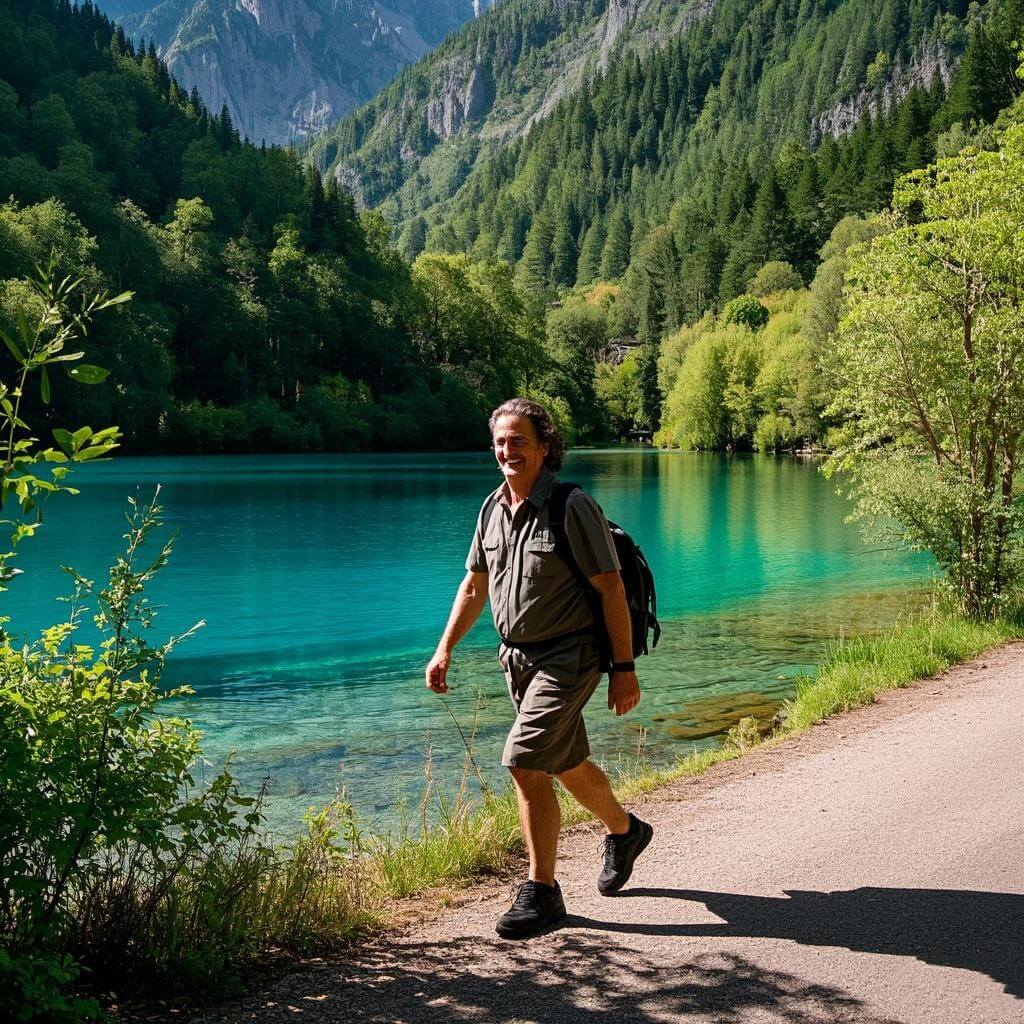 Americans happy to walk in Jiuzhaigou